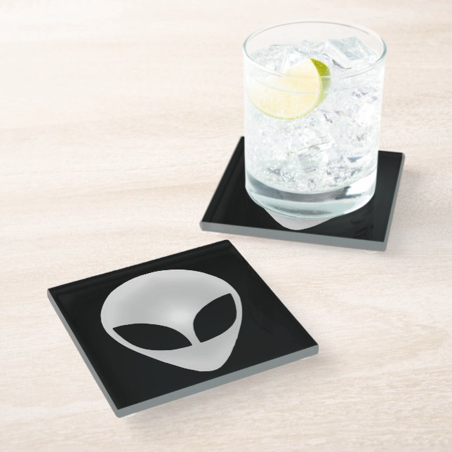 Dessous-de-verre En Verre Tête de gris Alien (Incliné)