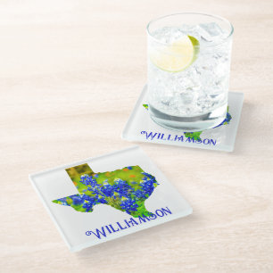 Dessous-de-verre En Verre Texas Bluebonnets État du Texas w Nom