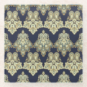 Dessous-de-verre En Verre Textile Asiatique : Floral Paisley Illustration