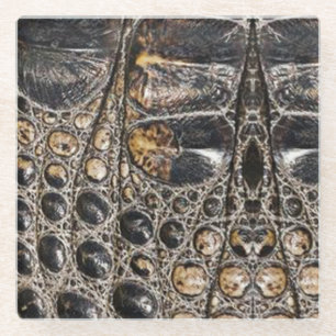 Dessous-de-verre En Verre Texture de la peau de l'alligator Brown américaine