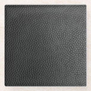 Dessous-de-verre En Verre Texture en cuir noir