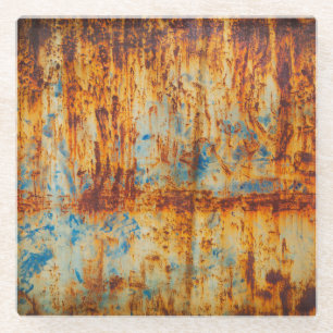 Dessous-de-verre En Verre Texture métallique bleu rouillé