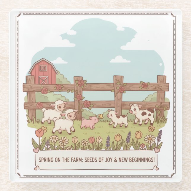 Dessous-de-verre En Verre the farms animals  (Devant)