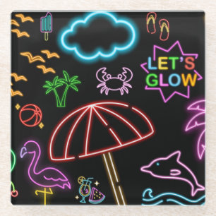 Dessous-de-verre En Verre Thème Été Neon