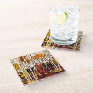 Dessous-de-verre En Verre Thomson - Oiseaux d'automne