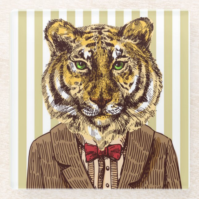 Dessous-de-verre En Verre Tigre dans l'usage de soirée (Devant)