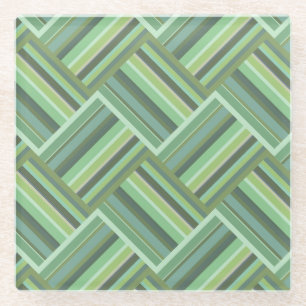 Dessous-de-verre En Verre Tissage de bandes vert olive