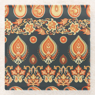 Dessous-de-verre En Verre Tissu ethnique oriental Paisley