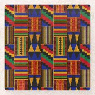 Dessous-de-verre En Verre Tissu Kente de style africain