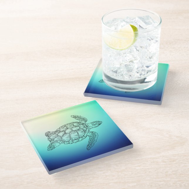 Dessous-de-verre En Verre Tortue de mer  (Incliné)