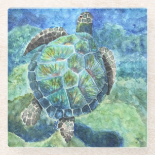 Dessous-de-verre En Verre Tortue marine en verre Dessous de verre #2