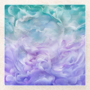 Dessous-de-verre En Verre Tourbillon de nuage bleu et violet