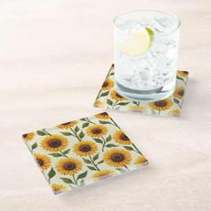 Dessous-de-verre En Verre tournesol fleuri vers le soleil