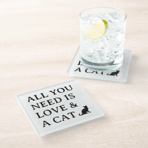 Dessous-de-verre En Verre Tout ce dont vous avez besoin est d'amour et d'un