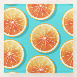 Dessous-de-verre En Verre Tranches orange sur bleu
