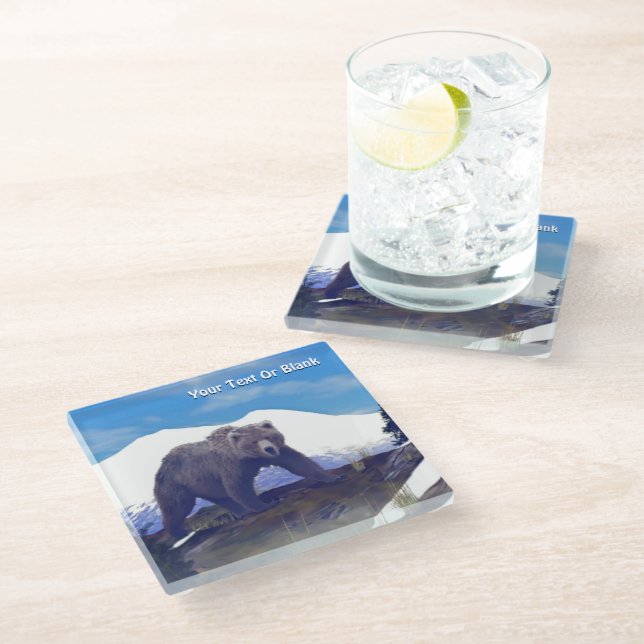 Dessous-de-verre En Verre Treeline Grizzly (Incliné)
