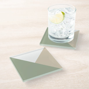 Dessous-de-verre En Verre Triangles de blocs de couleur modernes Vert sauge