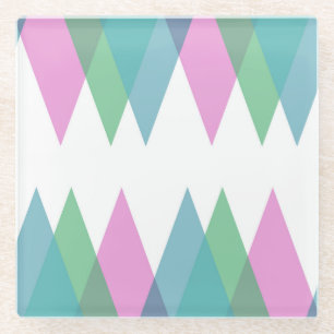 Dessous-de-verre En Verre Triangles rose et vert