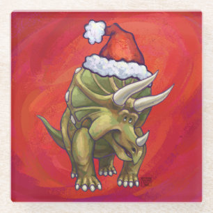 Dessous-de-verre En Verre Tricératops Noël En Rouge
