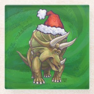 Dessous-de-verre En Verre Tricératops vert Noël