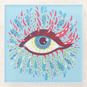 Dessous-de-verre En Verre Trippy Oye Psychedelic Art