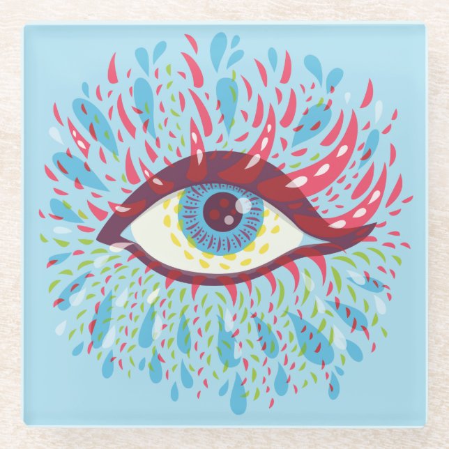 Dessous-de-verre En Verre Trippy Oye Psychedelic Art (Devant)