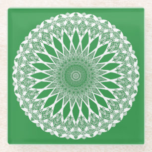 Dessous-de-verre En Verre Tristyns d'algues vertes Mandala