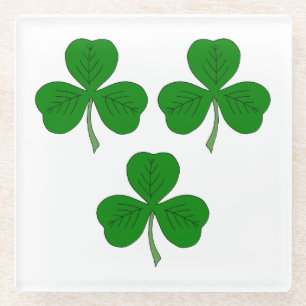 Dessous-de-verre En Verre Trois Shamrocks
