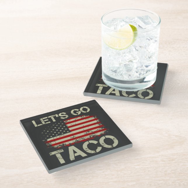 Dessous-de-verre En Verre Trump abandonne toujours Let's Go Taco (Incliné)