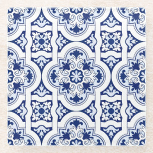 Dessous-de-verre En Verre Tuile bleue portugaise