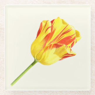 Dessous-de-verre En Verre Tulipe jaune et rouge