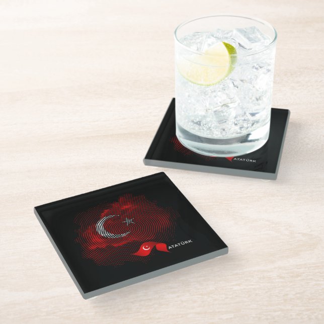 Dessous-de-verre En Verre Turkey flag (Incliné)