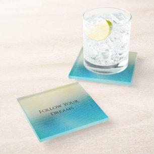 Dessous-de-verre En Verre Turquoise Chic Blanc Aqua bleu