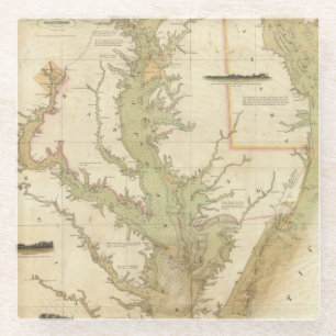Dessous-de-verre En Verre Un diagramme du chesapeake et des baies de