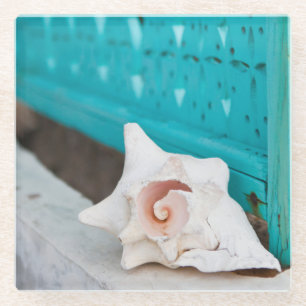 Dessous-de-verre En Verre Une mer jamaïcaine blanche et rose Shell seul se