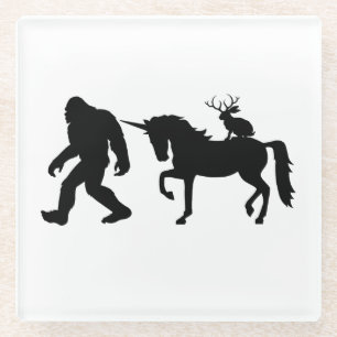 Dessous-de-verre En Verre Unicorne, Bigfoot, Jackalope