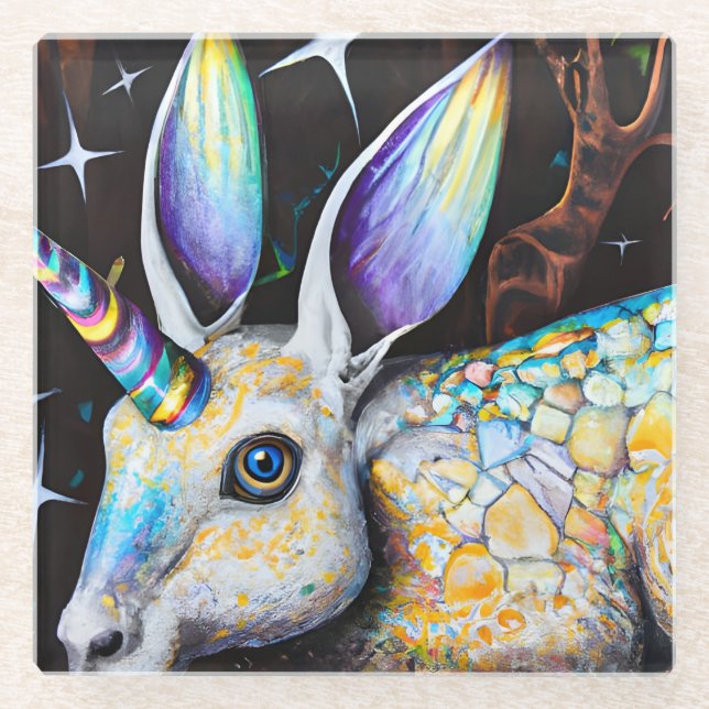 Dessous-de-verre En Verre Unicorne lapin (Devant)