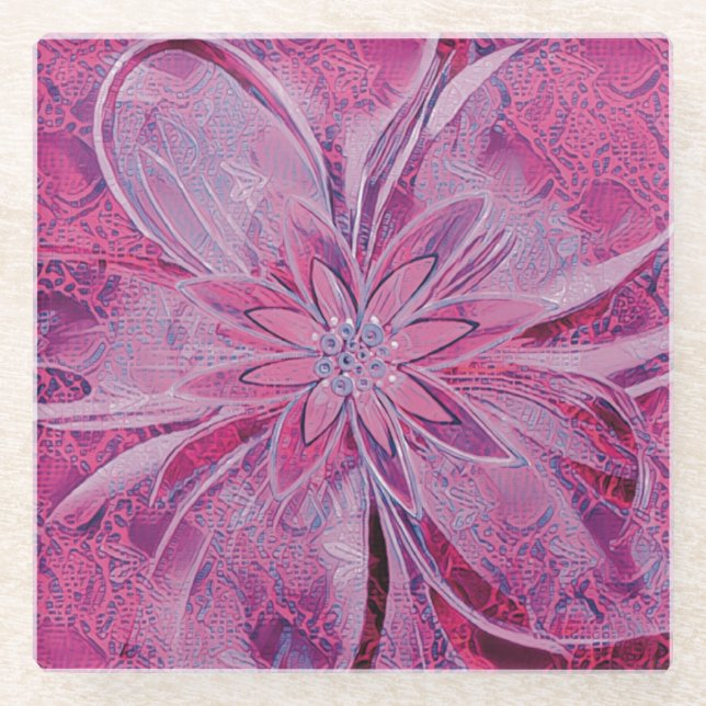 Dessous-de-verre En Verre Unique en fleur (Devant)