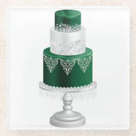 DESSOUS-DE-VERRE EN VERRE VACANCES VERTES ET BLANCHES GÂTEAU DE NOËL