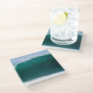 Dessous-de-verre En Verre Vague océanique Turquoise