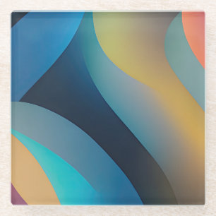 Dessous-de-verre En Verre Vagues Abstraites et tourbillons 29