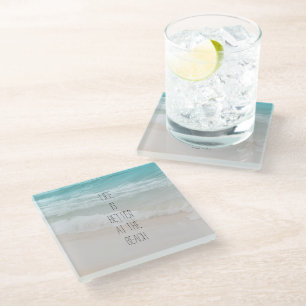 Dessous-de-verre En Verre Vagues d'océan de plage    