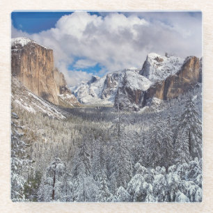 Dessous-de-verre En Verre Vallée de Yosemite dans la neige