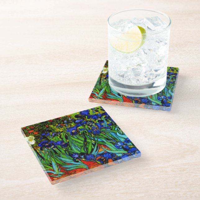Dessous-de-verre En Verre Van Gogh - Irises, (Incliné)