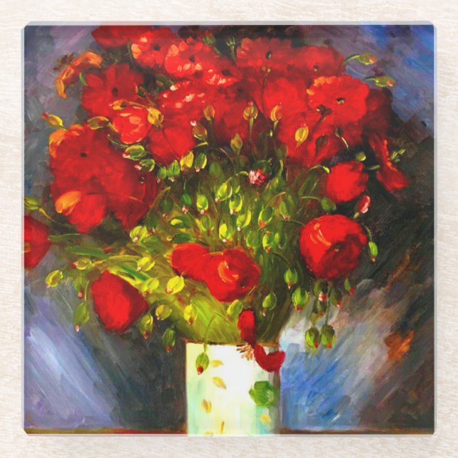 Dessous-de-verre En Verre Van Gogh Red Poppies (Devant)