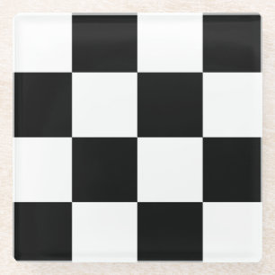 Dessous-de-verre En Verre Vérificateur noir et blanc