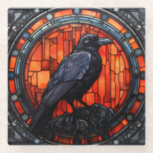 Dessous-de-verre En Verre Verre Éffrayant Raven