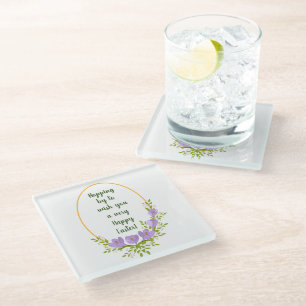 Dessous-de-verre En Verre Verres minimalistes de vacances Crocus fleurs Pâqu