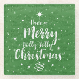 DESSOUS-DE-VERRE EN VERRE VERT & BLANC ONT UNE JOLIE NOËL DISANT
