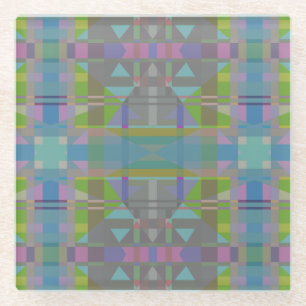 Dessous-de-verre En Verre Vert bleu violet géométrique